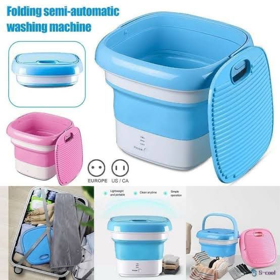 Semi-automatic Mini Folding Washing Machine (Random Color)