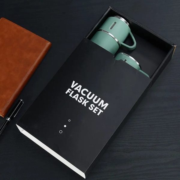 3 In 1 Vacuum Insulated Thermal Flask Set With 2 Cup Set (random Color)