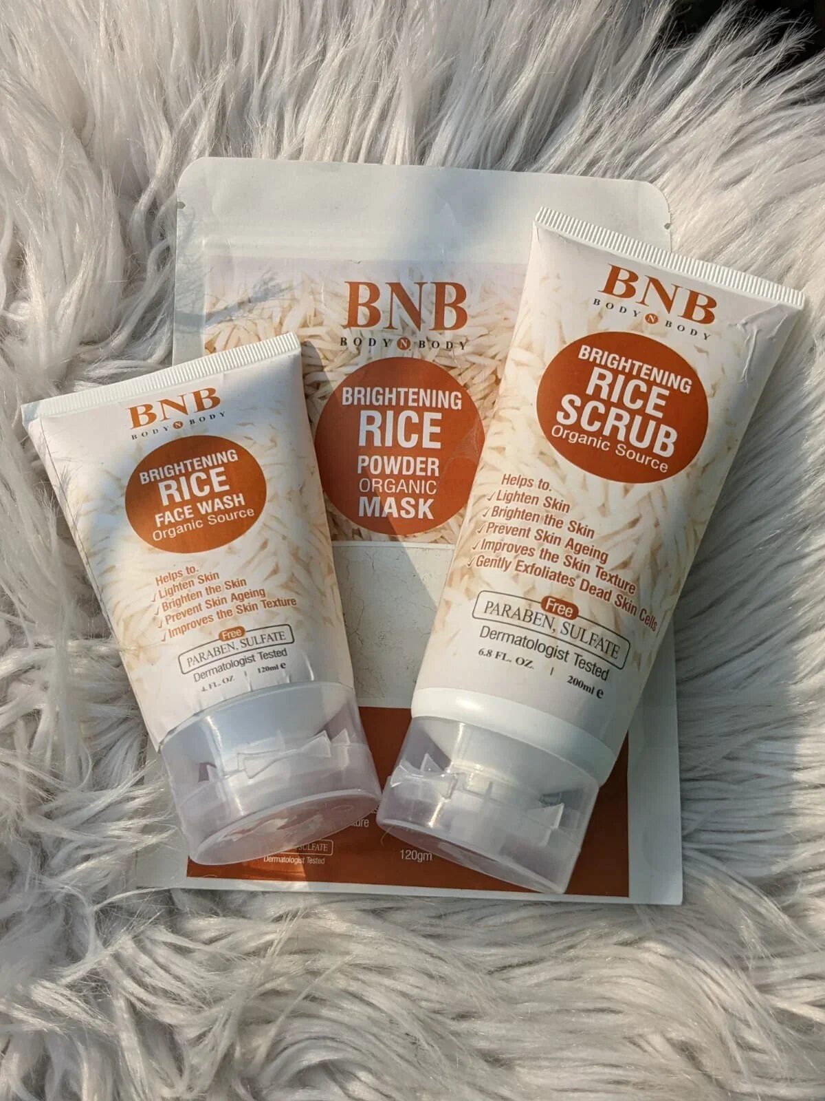 Bnb Whitening Rice Organic Glow Kit | Organic Rice Facial Skin Care Kit, Brightening Face Scrub