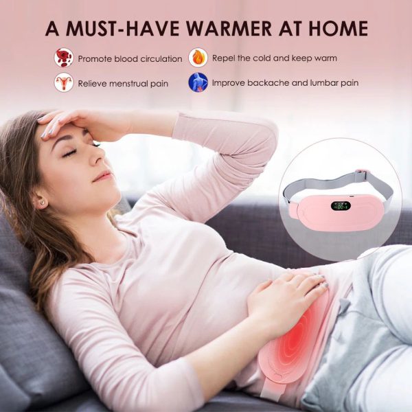 Electric Period Cramp Massager Vibrator Heating Belt For Menstrual Relief Pain Waist Stomach