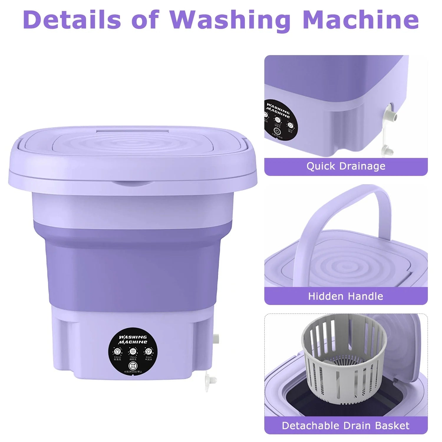 Semi-automatic Mini Folding Washing Machine (Random Color)