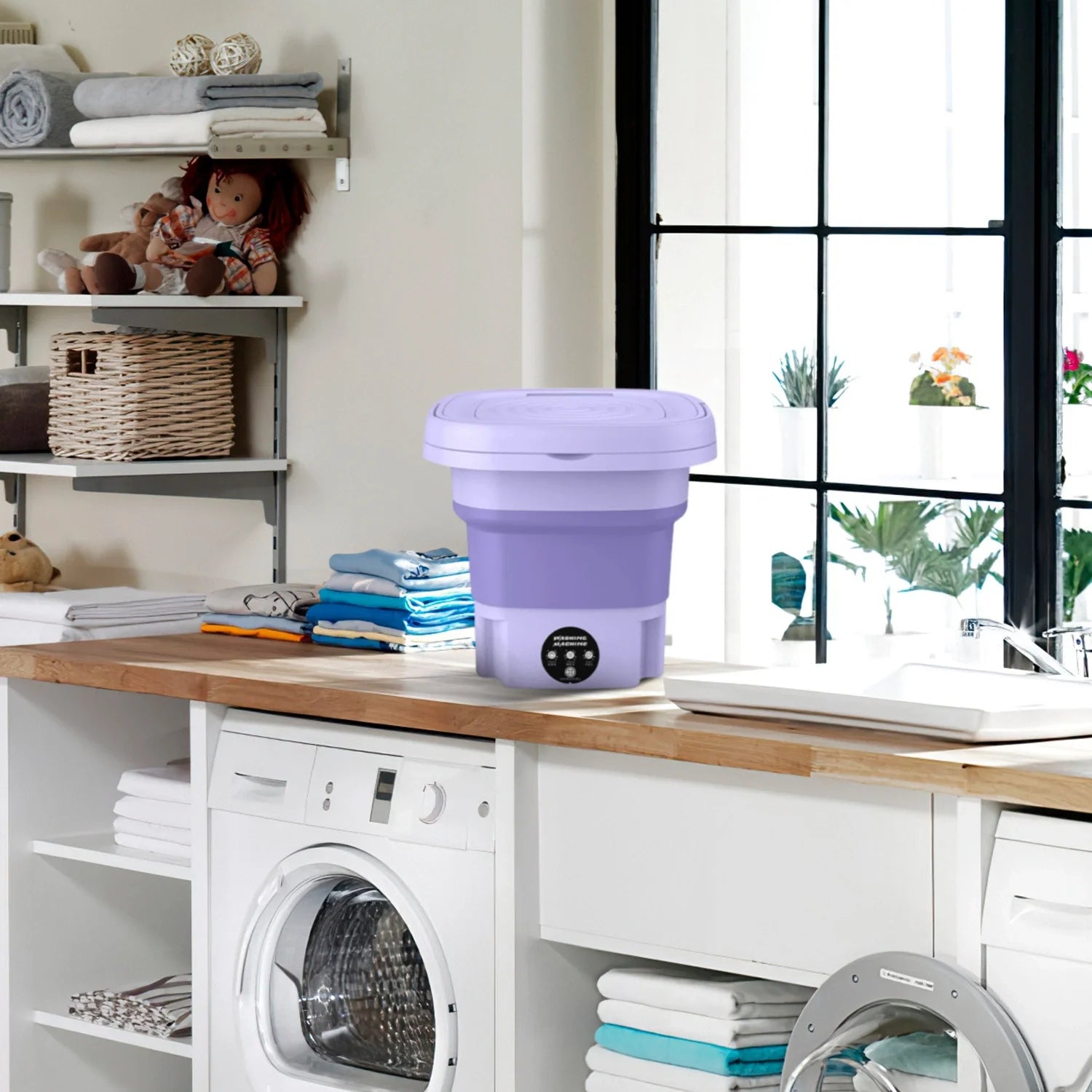 Semi-automatic Mini Folding Washing Machine (Random Color)